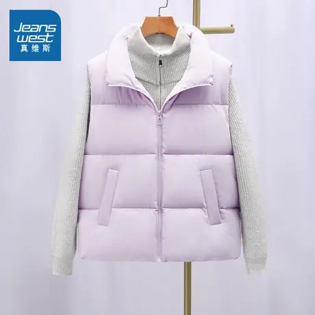 KMV真维斯紫色棉马甲女款2025新款秋冬加绒加厚外套保暖外穿背心图片