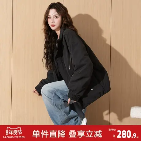 唐狮2026冬季女立领夹克棉衣外套冬季抗寒棉服女小个子高级感商品大图