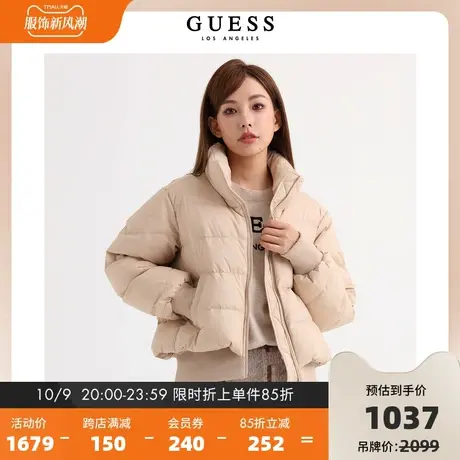 GUESS23年新款冬女士短款立领纯色时尚面包服羽绒服-Q3PL30W55R0商品大图
