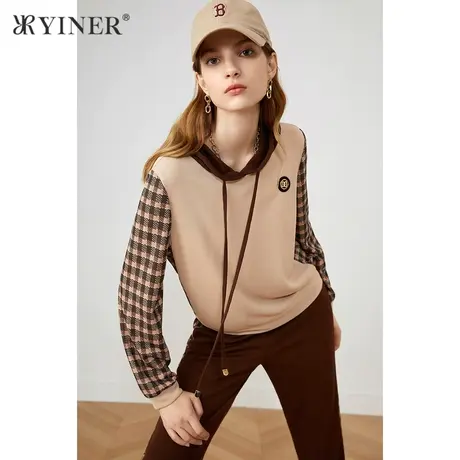 YINER音儿女装2021秋季新款气质优雅复古休闲卫衣商品大图