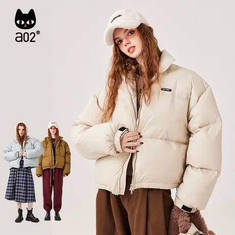 a02非正式学院风短款面包羽绒服2023冬季新款女装白鸭绒外套上衣图片
