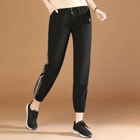 韩潮袭人松紧腰宽松休闲九分裤女2023夏季新款束脚运动裤哈伦裤薄图片