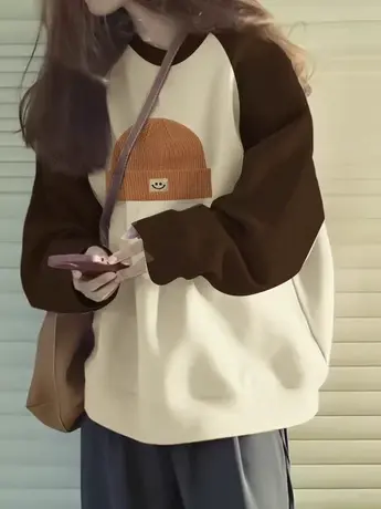 复古美拉德秋冬穿搭卫衣女vintage古着女装ins潮大码加绒外套上衣商品大图