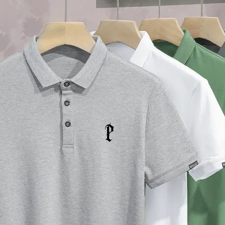 短袖t恤男装2024新款保罗翻领polo衫冰丝凉感半袖夏季上衣服体恤图片