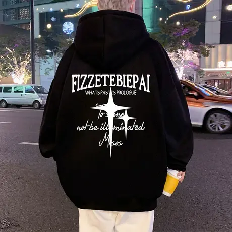 纯棉连帽卫衣男春秋季新款美式休闲复古高街帽衫国潮宽松情侣外套商品大图