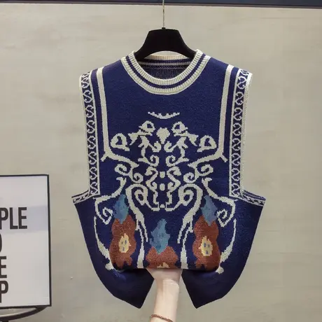 圆领复古针织马甲背心女2023秋装新款宽松外穿马夹叠穿毛衣坎肩潮商品大图