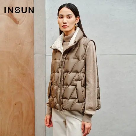 INSUN恩裳线上专选冬季绗缝长白山鹅绒羽绒马甲商品大图