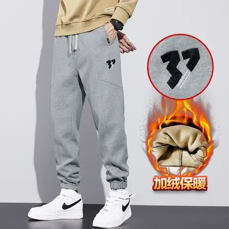 冬季羊羔绒加绒加厚运动卫裤男士休闲裤2024新款防风男裤子秋冬款图片