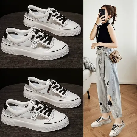 网红凉鞋女超火今年流行小白鞋2023新款夏季平底镂空包头运动凉鞋商品大图