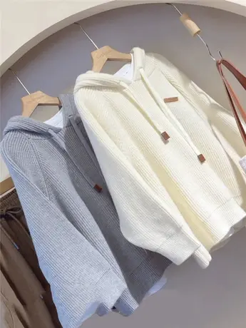 高级感连帽毛衣秋冬2024冬季新款韩版时尚洋气针织百搭保暖上衣服商品大图