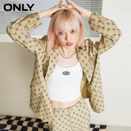ONLY奥莱刺绣直筒显瘦职场宽松西装外套女商品大图