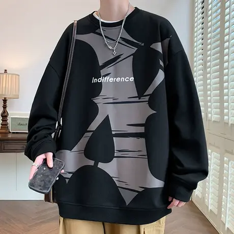 青少年长袖男t恤休闲宽松圆领卫衣男生2024年春季新款潮流上衣服商品大图