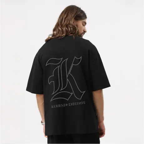 Ohlyah潮牌英文字母T恤设计感纯棉舒适男女同款情侣夏装宽松半袖商品大图