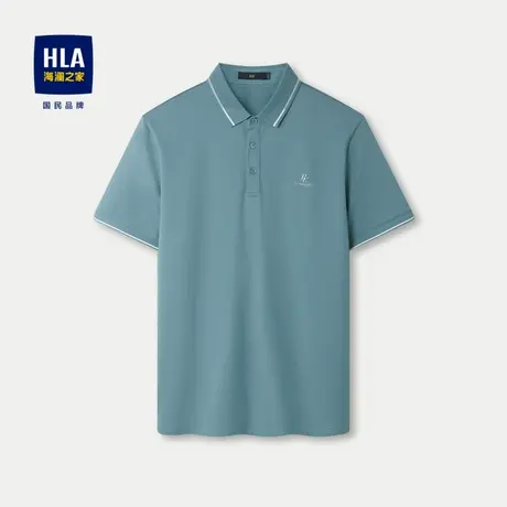 HLA/海澜之家丝光棉短袖POLO衫2024春夏新款微弹商务高周波上衣男图片