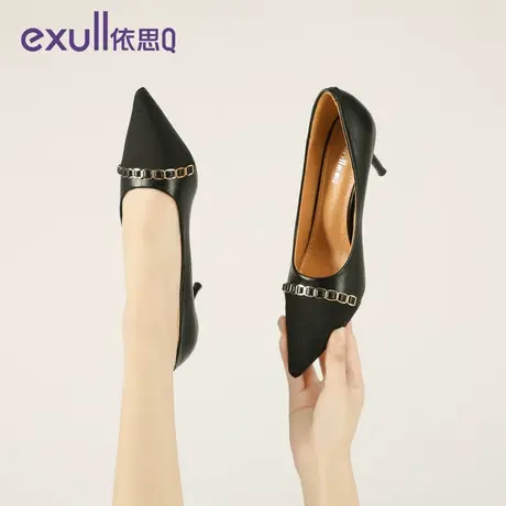 exull/依思Q高跟鞋女2024年春季新款气质女鞋优雅风细跟女子单鞋图片