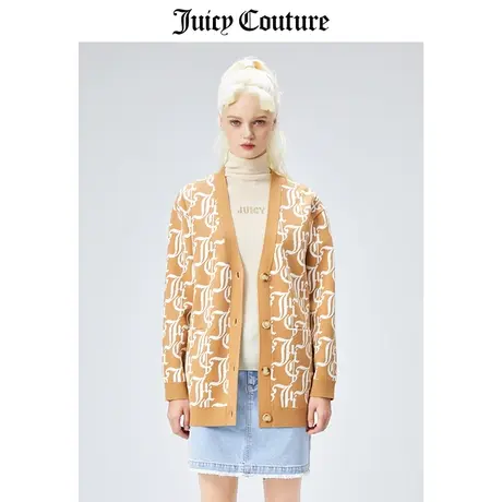 Juicy Couture橘滋外套女春季新款时尚宽松针织V领提花毛织开衫女商品大图