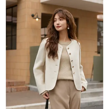 ITISF4/艾夫斯时尚双面尼绵羊毛大衣图片