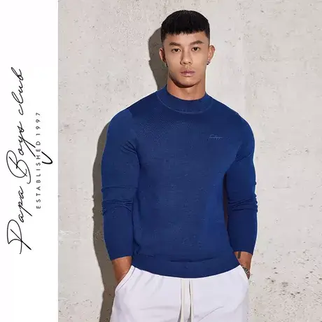 TOMATOPAPA原创秋季毛衣男美式运动休闲百搭羊毛衫内搭打底衫圆领商品大图