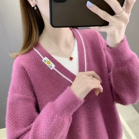 女士毛衣秋冬加厚2023年新款爆时尚洋气软糯慵懒毛衣打底衫女上衣商品大图