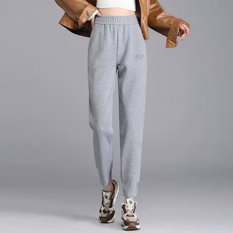 松紧腰休闲卫裤女2023秋季新款高腰哈伦裤显瘦百搭九分裤运动裤子图片