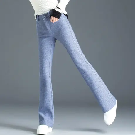 呢子裤子女秋冬加厚休闲外穿毛呢裤女喇叭裤女2023新款女裤微喇裤商品大图