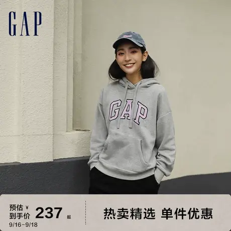 Gap女装秋冬款LOGO碳素软磨抓绒运动连帽卫衣445804时尚运动上衣图片