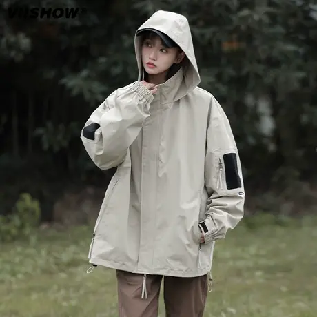 VIISHOW连帽冲锋夹克服外套男士春季2023新款情侣装潮牌户外男夹商品大图
