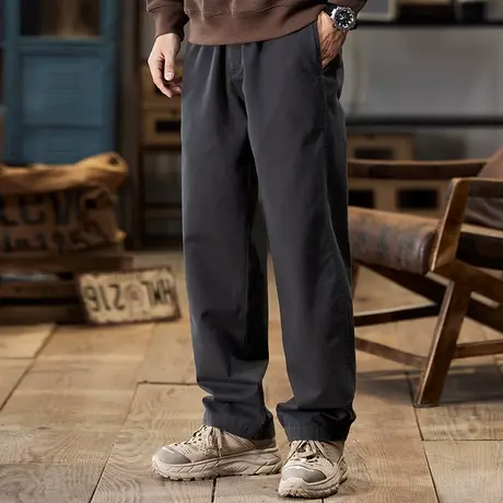 秋冬时尚直筒休闲工装裤潮流纯色男裤百搭复古男士时尚大码长裤商品大图