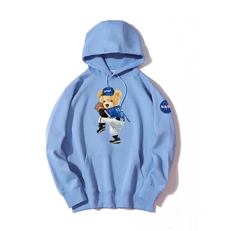 秀洛NASA旗舰店官网卫衣男士春秋ins潮牌白色长袖小熊上衣服男装商品大图