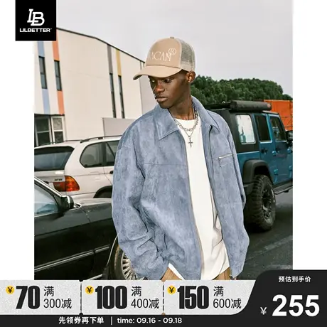 Lilbetter仿麂皮外套男美式上衣复古褂子高级感衣服翻领工装夹克商品大图