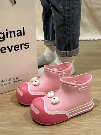 可爱厚底开口笑雨鞋女2023夏季新款网红超火时尚百搭学生防滑雨靴商品大图