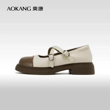 奥康女鞋 2023秋季新款法式复古玛丽珍单鞋厚底圆头英伦风小皮鞋商品大图