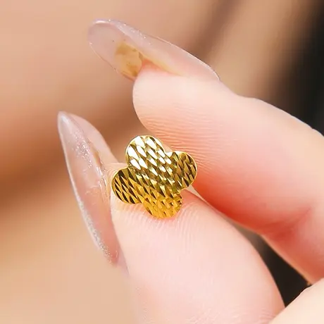 2023新款洋气网红双耳洞耳环女18k车花四叶草耳钉脸大适合的耳饰商品大图