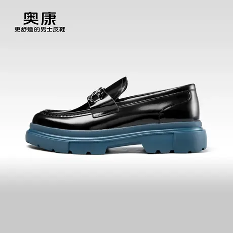 【运动皮鞋】AOKANG奥康 春秋季新款 时尚休闲真皮一脚蹬男鞋图片