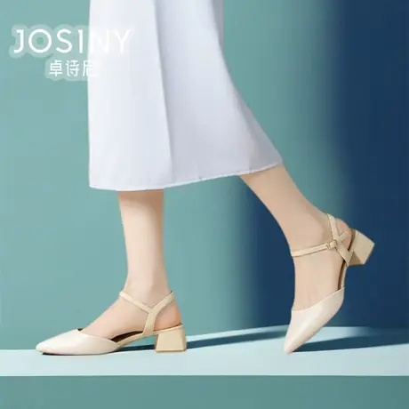 卓诗尼女鞋2024夏款新款低跟鞋包头凉鞋女粗跟商场同款4J1A30972图片