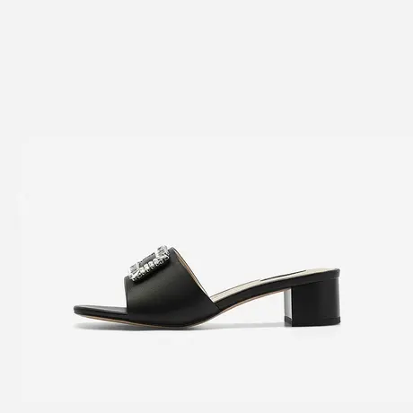 Nine West/玖熙2023年夏季新款一字拖鞋女外穿中跟粗跟凉拖通勤图片