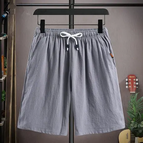 短裤男夏季潮牌亚麻运动五分休闲裤子男士大裤衩沙滩户外冰丝男裤商品大图