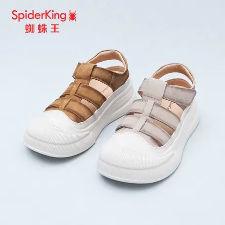SPIDER KING/蜘蛛王凉鞋女真皮2025夏商场新款罗马风包头厚底镂空商品大图