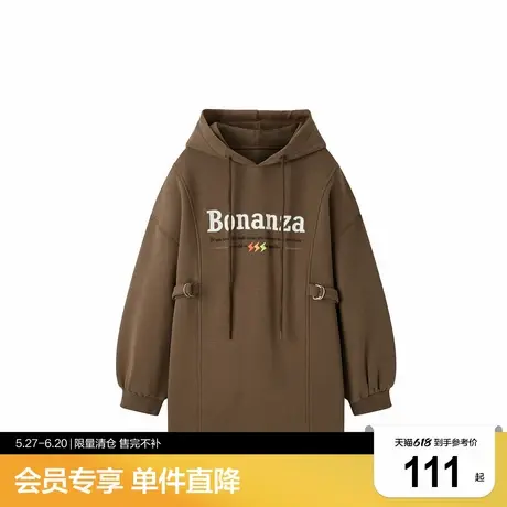 乐町休闲连帽卫衣裙秋冬新款宽松直筒裙C2FAD4111商品大图