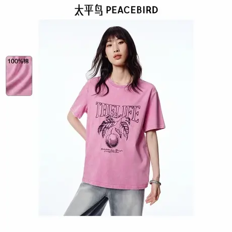 【商场同款】太平鸟女装2025年夏季新款印花植绒T恤女A3CNF2168图片