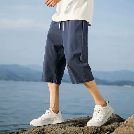 七分裤男夏薄款宽松亚麻裤中国风棉麻裤子男士7分裤直筒休闲短裤商品大图