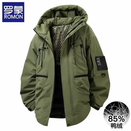 罗蒙中长款羽绒服男冬季2025新款保暖工装派克服青年休闲男士外套商品大图
