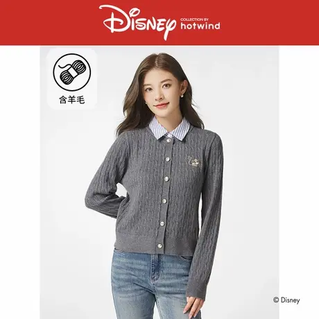【迪士尼系列】热风打底衫2025年春季新款女士米奇假两件针织开衫商品大图