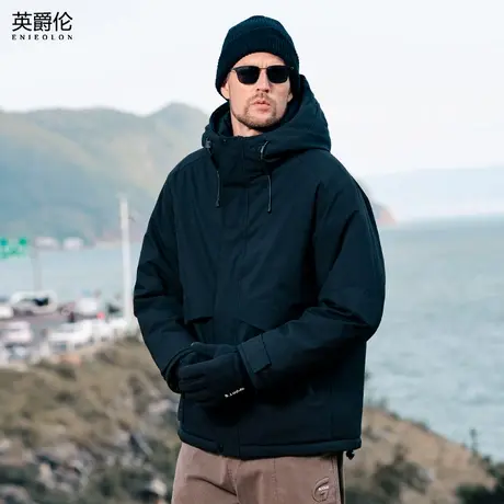英爵伦黑金热反射蓄热连帽羽绒服男高充绒白鸭绒冬季保暖工装外套商品大图