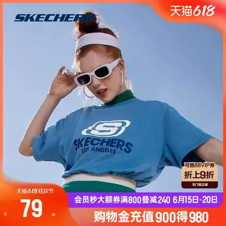 斯凯奇t恤情侣款透气上衣男潮流体恤休闲圆领运动短袖女美式图片
