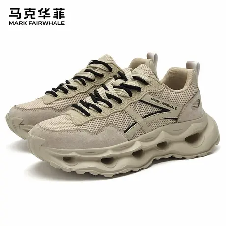 马克华菲男鞋夏季透气网面鞋厚底运动休闲鞋2025新款增高老爹鞋男商品大图