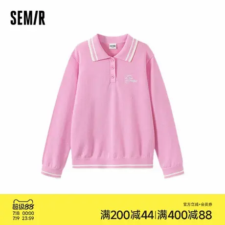 森马儿童2025年秋季女中童毛衫甜美刺绣针织衫商品大图