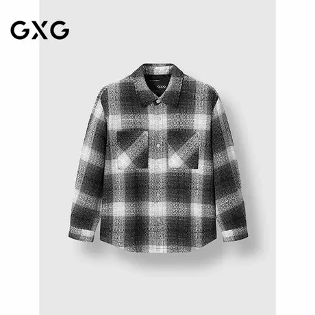 GXG男装 黑白格纹衬衫式休闲夹克外套 2024冬季品商品大图