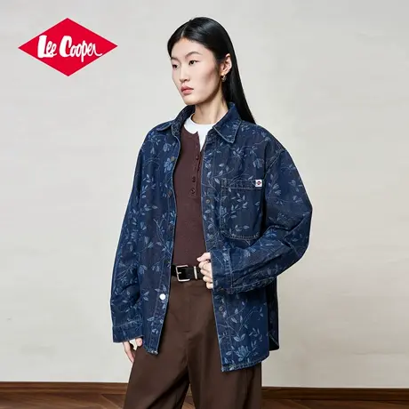 Lee Cooper牛仔外套女2025新款秋季小众设计感宽松翻领夹克外套潮商品大图