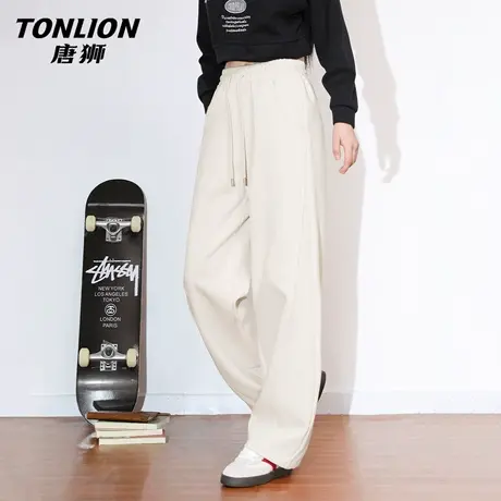 唐狮官方拼接卫裤子女2026新款春季美式运动裤宽松香蕉裤弯刀裤VC图片